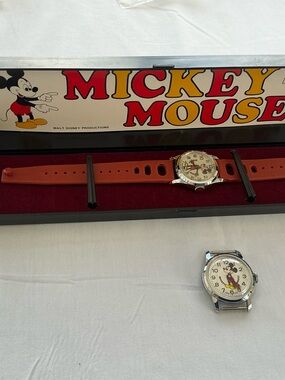 Mickey Mouse Watch with Red Strap vintage 1970’s
